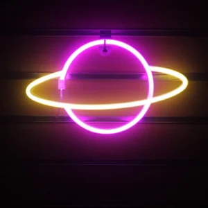 Planet & Rocket Neon Light